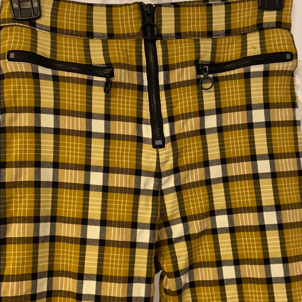 High-Waisted Plaid Skinny Pants